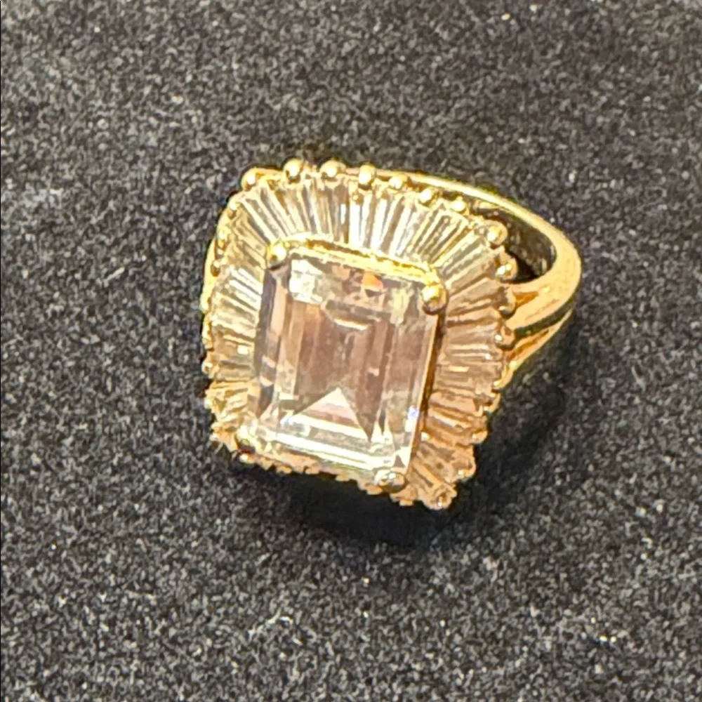 Elegant Gold Tone Ring With CZ Stones Women's Ring